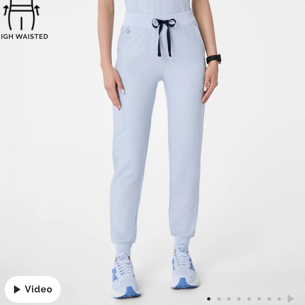 Figs High-Waisted Light Blue Jogger Pants